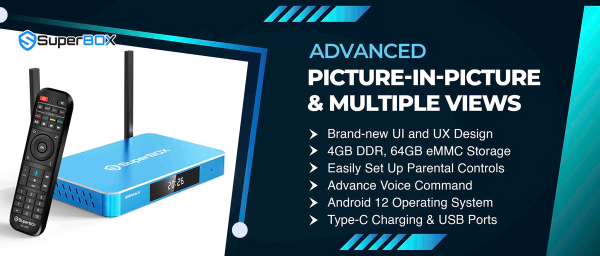 SuperBox S8 Max 64GB Android 12 6K Streaming Box - promotional feature graphic