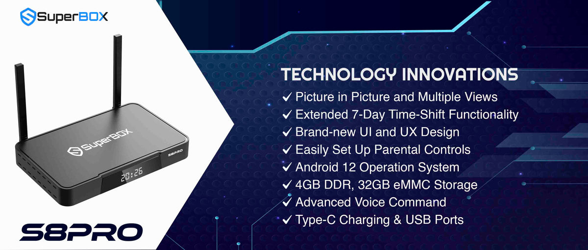 SuperBox S8 Pro 32GB Android 12 6K Streaming Box - promotional feature graphic