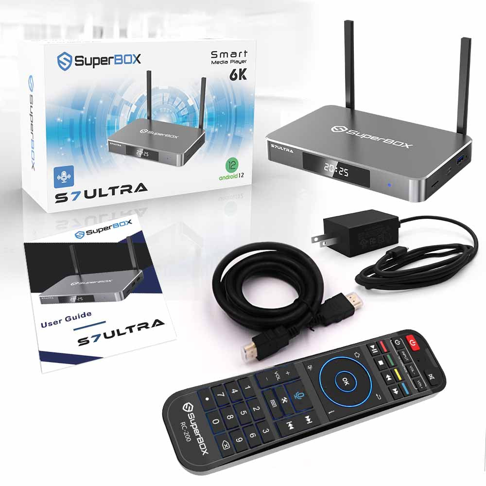 SuperBox S7 Ultra Android TV Box - 128GB Android 14 Official Streaming Box